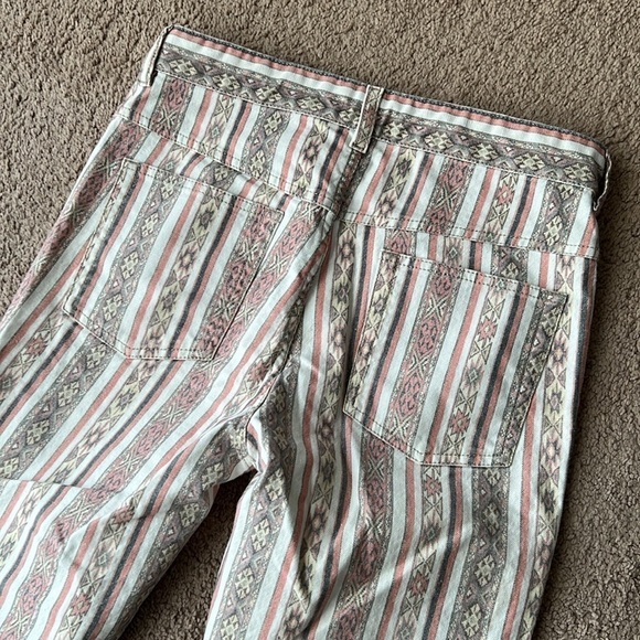 Isabel Marant Etoile Printed Striped Tribal Straight Leg Mid Rise Crop Jeans - Picture 4 of 10